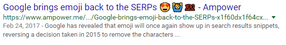 Emoji in the SERP 2017