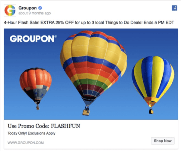 Facebook ads with discounts