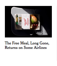 good headline: The free meal, long gone, returns on some airlines