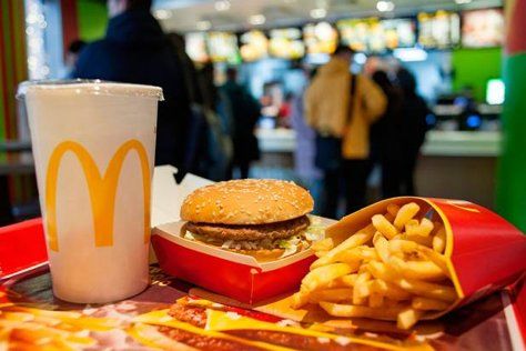 McDonald's drink, big mac, and fries high focus