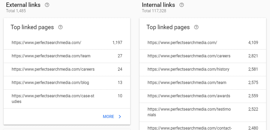 Google Search Console links tool