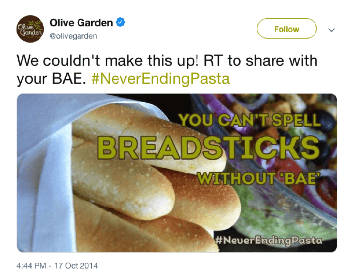 Olive Garden meme about breadsticks