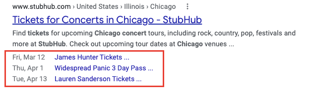 event schema markup example stubhub