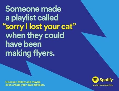 Spotify lost cat playlist ad