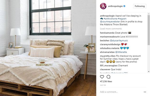 Anthropologie Instagram bedroom