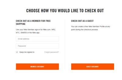 Nike checkout options website