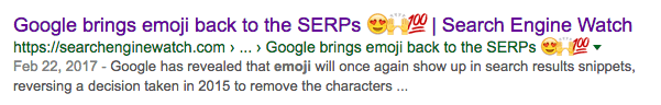 Emoji in the SERP 2017