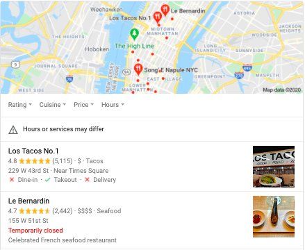 restaurants on google maps