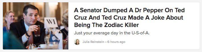 headline: A Senator Dumped a Dr Pepper on Ted Cruz and Ted Cruz Made a Joke About Being the Zodiac Killer