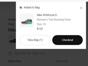 Nike add to cart function