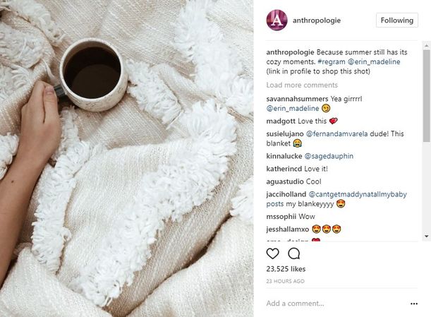 Anthropologie Instagram coffee mug blanket