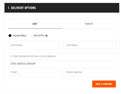 Nike form checkout on site